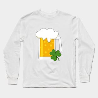 Irish Beer Mug with Shamrock Clover Long Sleeve T-Shirt